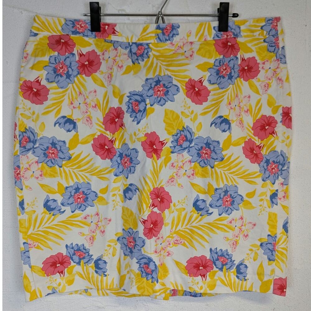 Bright Tropical Pencil Skirt Floral Colorful Bold Stretch Summer Size 20 Tall